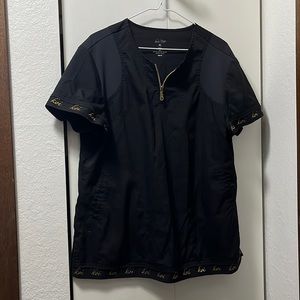 Koi lite xl scrub top black gold koi logo